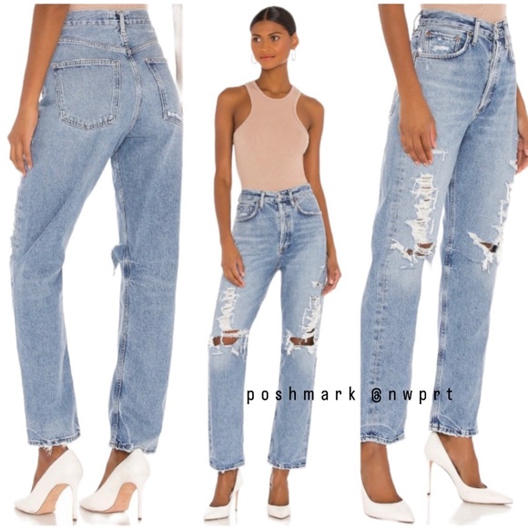 Agolde Denim - AGOLDE 90s Loose Fit MAJOR High Rise Waist Straight Leg Distressed 23 24